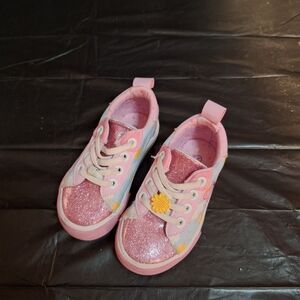 Charming Peppa Pig Pink Glitter Toddlers  Sz 7 Sneakers